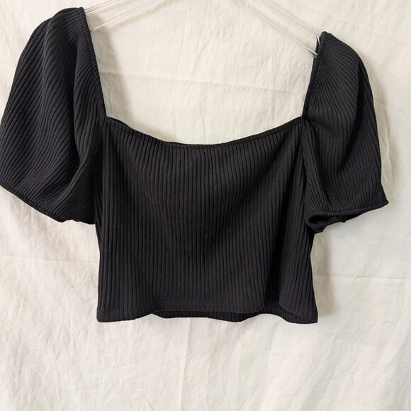 H&M Black Ribbed Knit Crop Top Size XXL  Plus Size - Picture 6 of 6